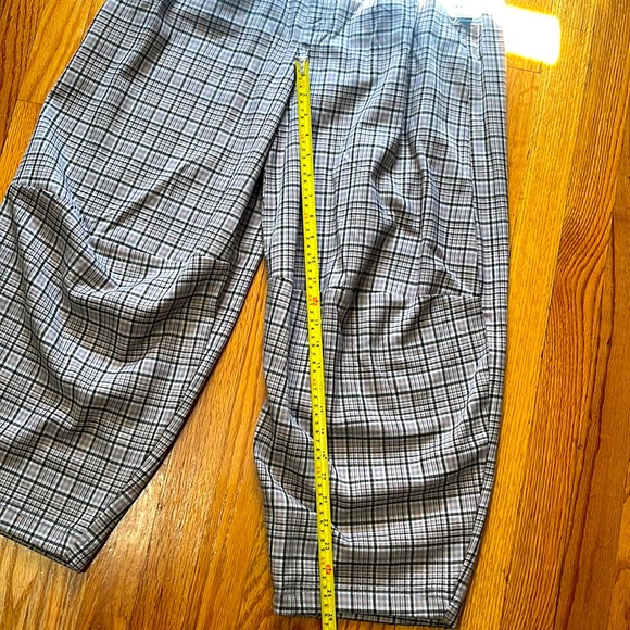 Free People Plaid Gray Baggy Relaxed Mid Rise Turning Point Trousers Pant Size 0 - Picture 7 of 7